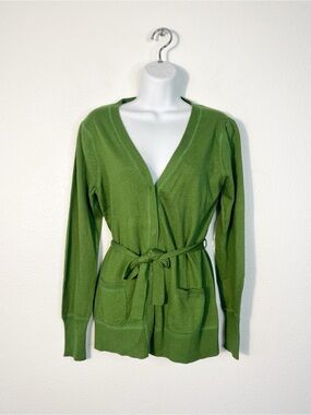 Maxsport Green Wrap Cardigan Sweater with Tie Belt Size Large